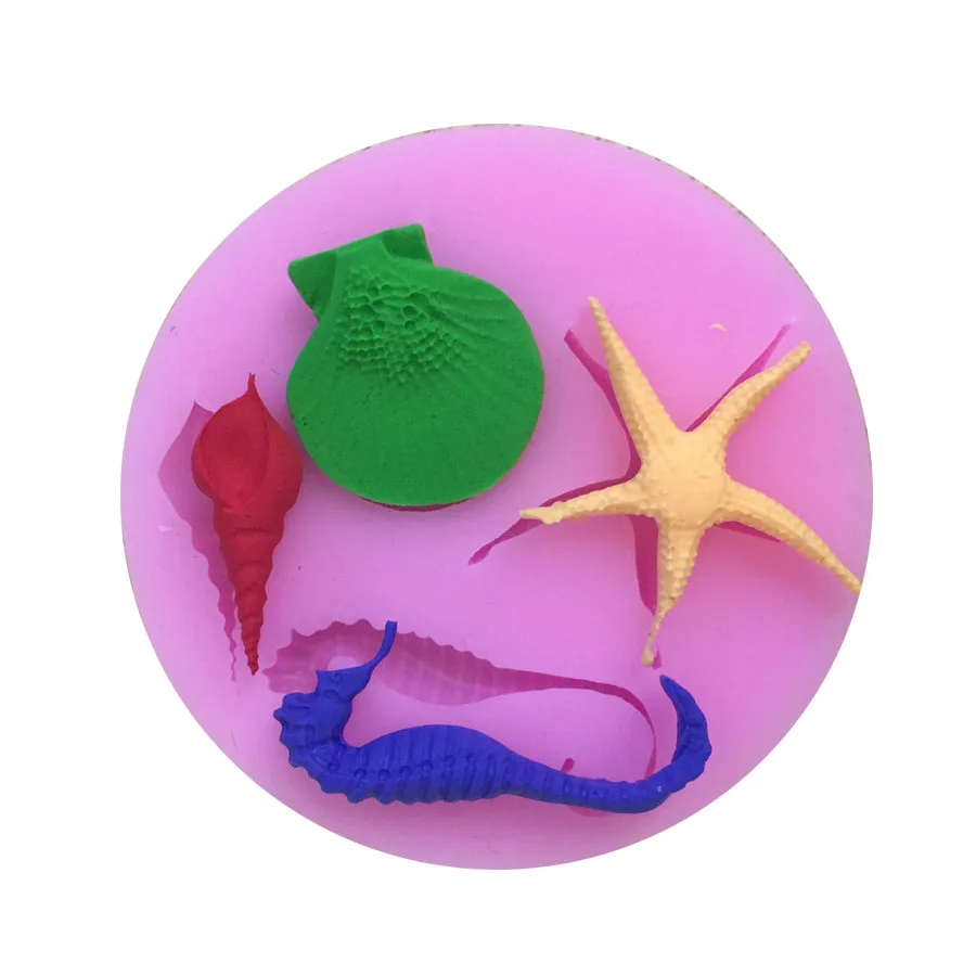 Sea Shell дельфинов гиппокамп Морская звезда силиконовые формы шоколада fondant