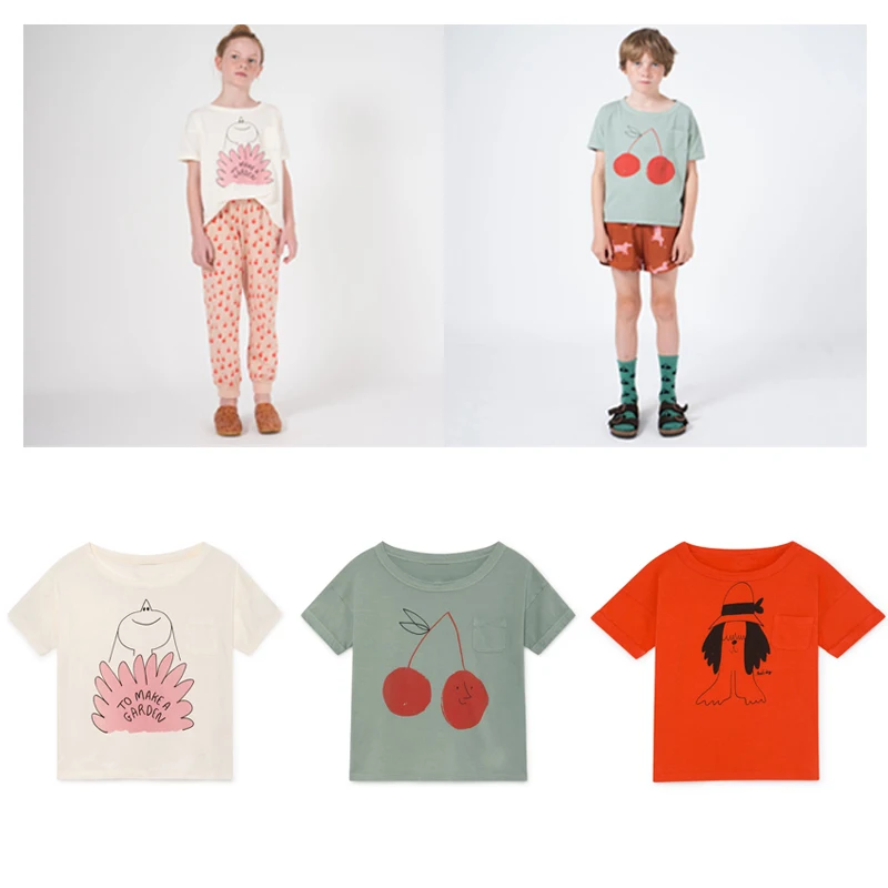 

2019 Summer New Dinosaur Shark Cartoon Print Bobo Choses Brand T Shirt For Girls 100% Cotton Boys T Shirt Children Clothes Tops