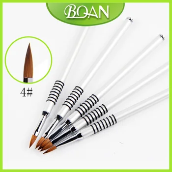 

50Pcs BQAN 100% Kolinsky Sable acrylic brush 4# Sliver Metal Nail Art Brush pen Nail Brushes nail art pen Tool