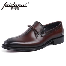 Новое поступление; мужские офисные вечерние лоферы из натуральной кожи с круглым носком; мужская повседневная обувь ручной работы, увеличивающая рост; YMX255