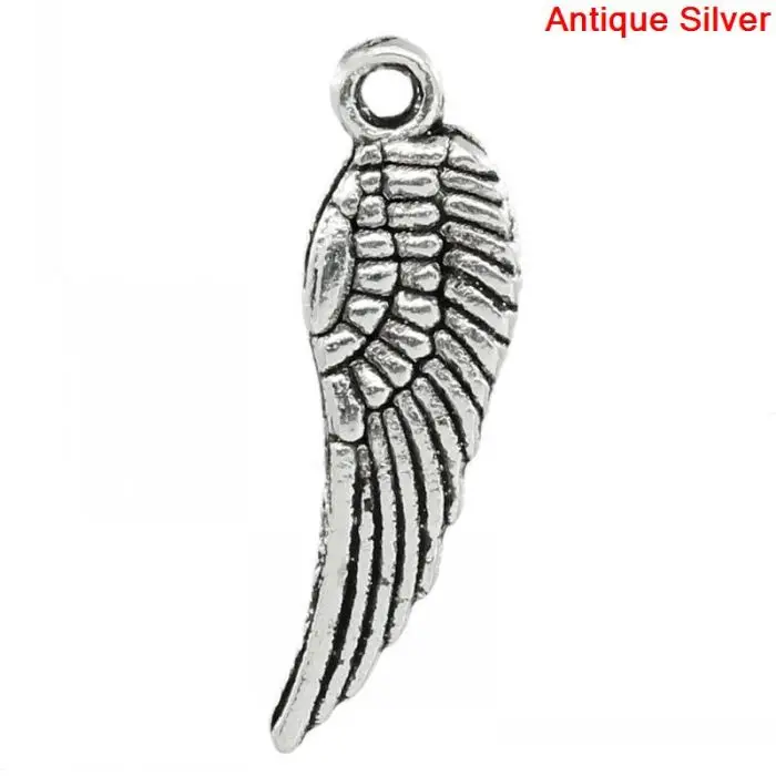 

DoreenBeads 50PCs Tibetan Silver Tercel Wing Charms Pendants5*17mm