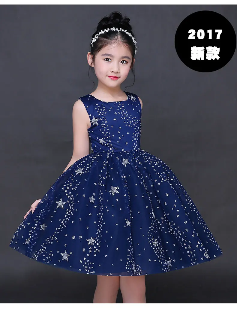 Элегантное детское платье для маленьких девочек цельнокроеное фатиновое платье-пачка со звездами и блестками и бантом для малышей платья на свадьбу и день рождения