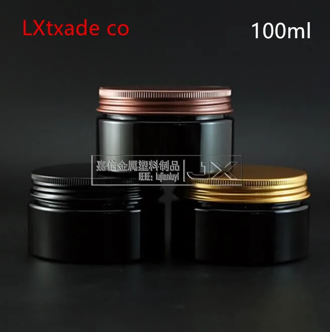 

100g/ml Top Grade Black Plastic Bottle Jar Wholesale Retail Originales Refillable Cosmetic Cream Bath Salt Empty Containers New