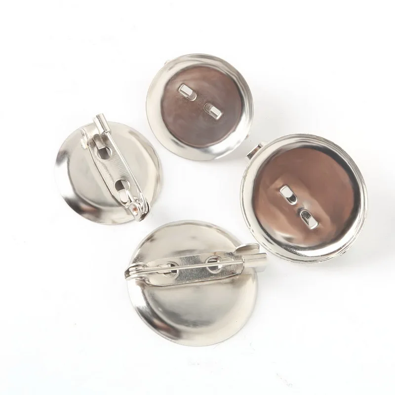 

150PCS Paste Size:20 23MM Imitation Rhodium Plated Iron Disc Shaped Brooch Base with Pins Jewelry Findings