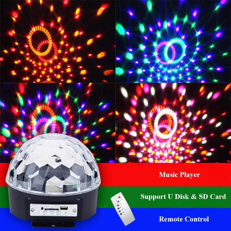 

New Arrival Voice-activated Colorful Stage Lighting Effect Support Udisk&SD Card Stage Lamp Music Light for Disco Home Party EU
