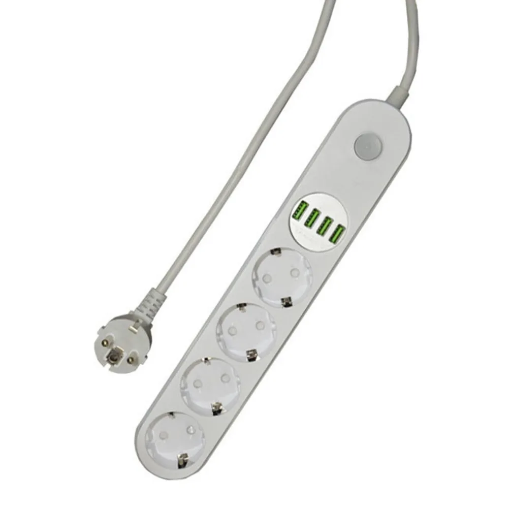 Goedkoop 4 outlet 4 port usb charger Socket Power Adapter Protector EU Plug Wit met Schakelaar Thuis Kantoor telefoon Tableds Socket kwaliteit