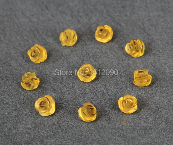 

10pcs Natural Yellow Quartz Crystal Carved Flower Beads Bulk,Yellow Drilled Rose Flower Loose Beads Craft Earring Jewelry 8mm
