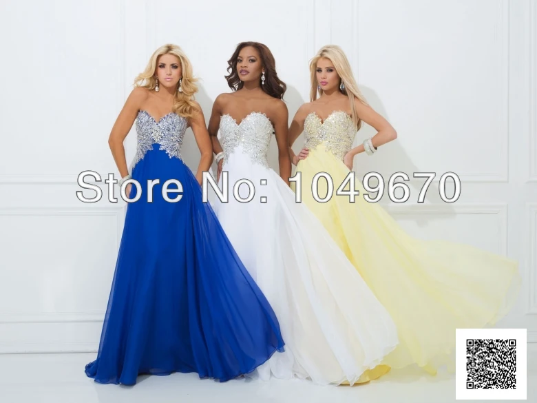 2014 New Style Sweetheart Shiny Crystal Prom Dresses Floor Length Chiffon Formal Evening Dress Free Shipping N389 | Свадьбы и