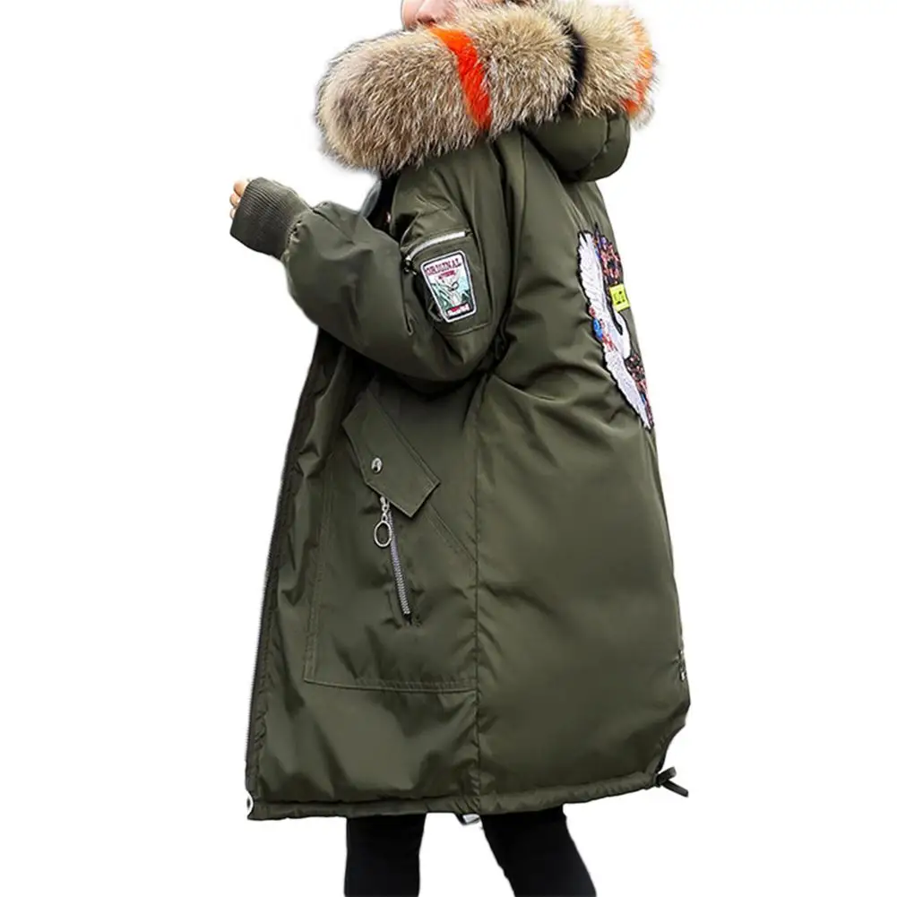 

MISSKY Women Warm Cotton Padded Jacket Fashionable Plush Collar Hooded Winter Coat