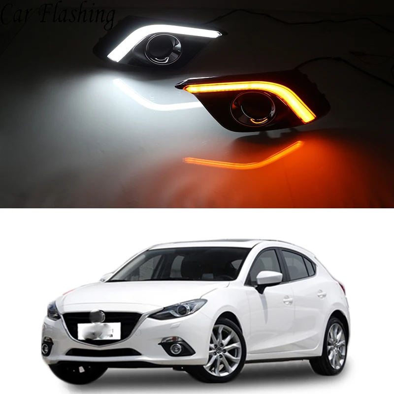 Car Flashing 2Pcs DRL For Mazda 3 Axela 2014 2015 2016 LED Daytime Running Lights Daylight Fog