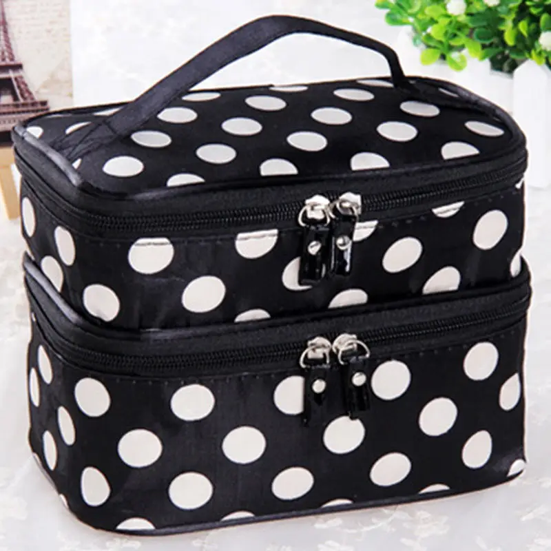 Women Make Up Bag Toiletry Holiday Travel Pouch Makeup Storage Double-deck Tools