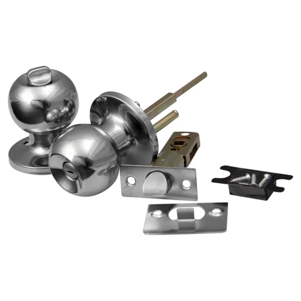 

Durable Polished Stainless Steel Door Handles Locks Door Handle Knobs Set for Bathroom Bedroom Toilet Privacy Room
