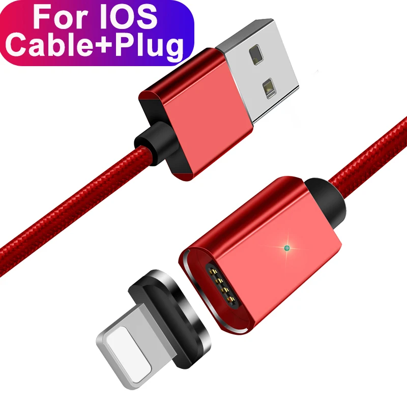Essager магнитное USB зарядное устройство для iPhone кабель 3 м 2 м 1 м Lghting кабель для передачи данных Шнур для iPhone X 8 7 6 6S 5 5S SE провод для быстрого заряда - Цвет: Red IOS Cable