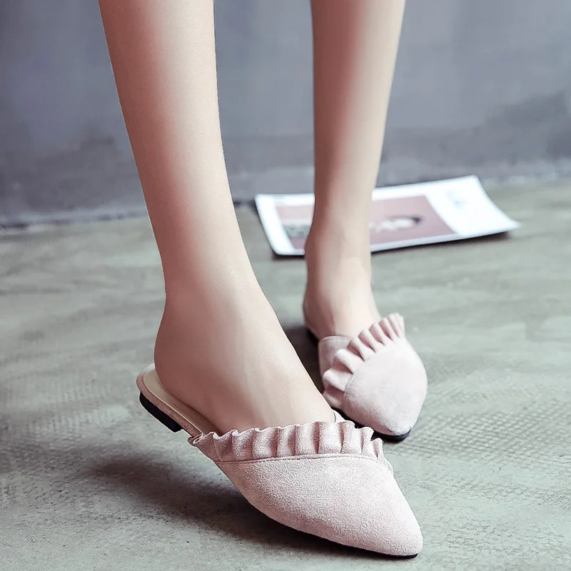 ladies flat slip on mules