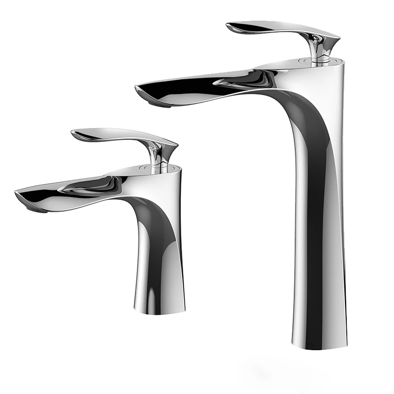 Modern Luxury Golden Finished Brass Faucet Bathroom Faucets Single Handle Cold and Hot Water Mixer Sink tap High Basin Faucet