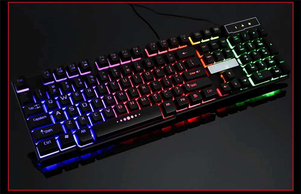 Красочный трещины светодиодный с подсветкой USB Проводная Радужная игровая клавиатура+ геймерская игровая мышь и клавиатура Комплект для дома и офиса