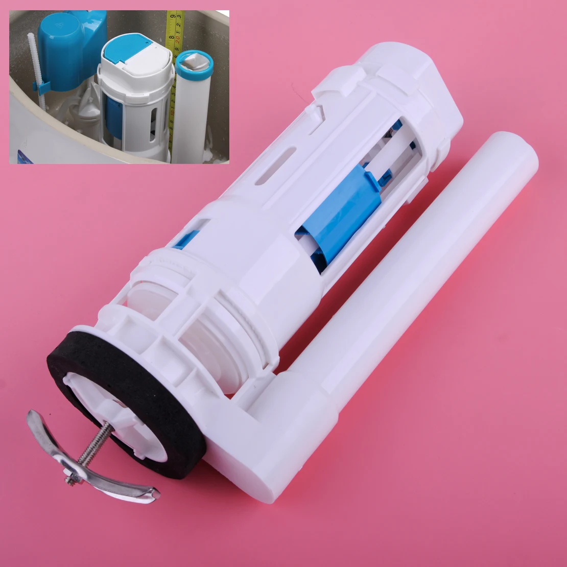 

LLETAOSK 24cm 9.4inch Adjustable Toilet Water Tank Fitting Connected Dual Flush Fill Drain Valve with Push Button Set Kit