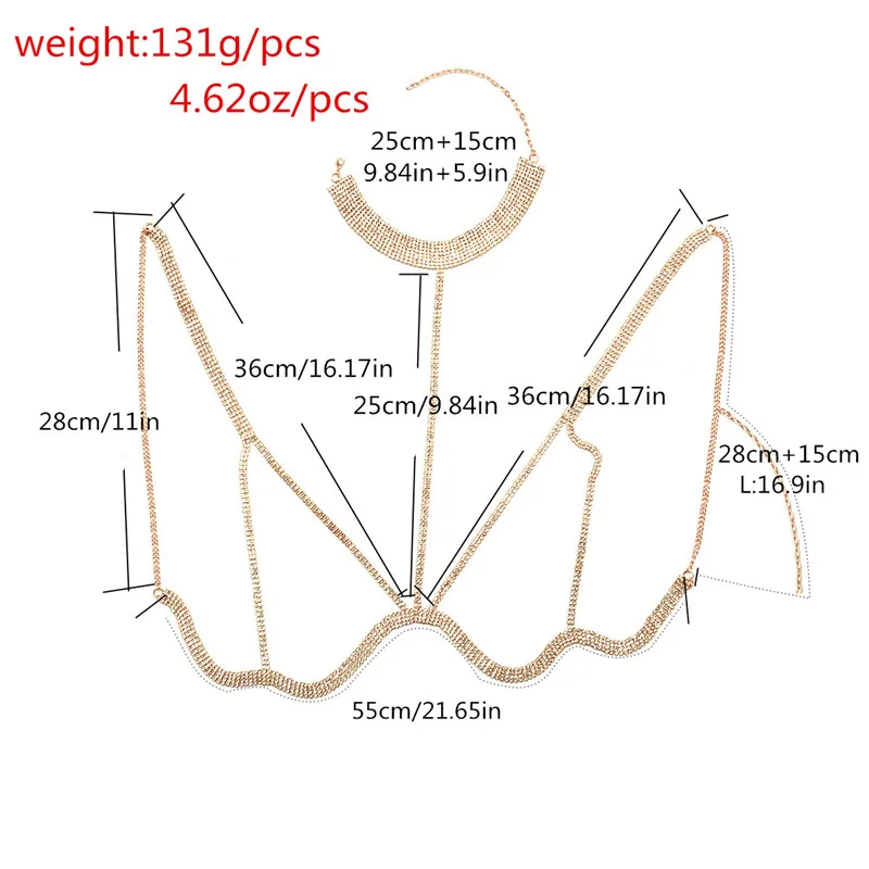 Новое поступление женские золотые серебряные стразы бюстгальтер нагрудный ремень ожерелье Геометрическая цепь тела для пляжа и вечеринки бюстгальтер грудь цепи