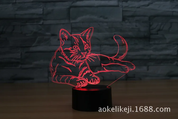 

New kitten cat colorful 3D light USB touch night light Gradient LED table lamp Home Decoration as Gift for Children's Toys