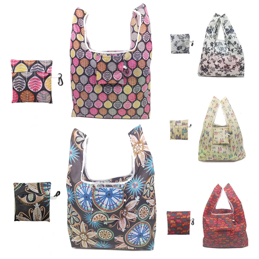 Folding Eco-friendly Fashion Polyester Pouch Portable Causal Simple Shopping Bag Storage Women Reusable Tote Large Folding Eco-friendly Fashion Polyester Pouch Portable Causal Simple Shopping Bag Storage Women Reusable Tote Large