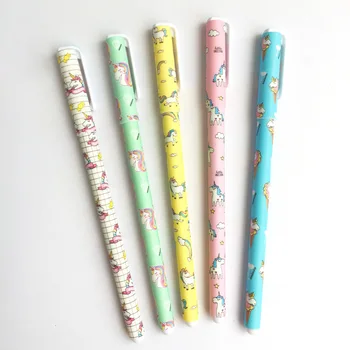 

4 pcs/lot Blue Ink Unicorn Gel Pen Signature Pen Escolar Papelaria School Office Supply Promotional Gift