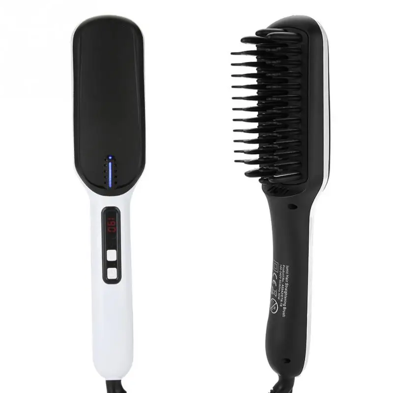 

LED Infrared Ray Therapy Hair Flat Iron Straightener Comb Steam Negative Ion Heating Hair Straightener Hair Brush Styling Tool