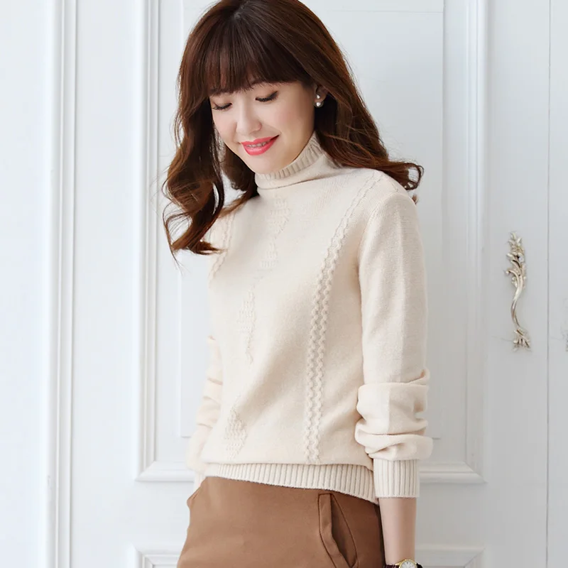 adohon 2018 womens winter Cashmere sweaters and auntmun women knitted Pullovers Turtleneck High Quality Warm Female Solid