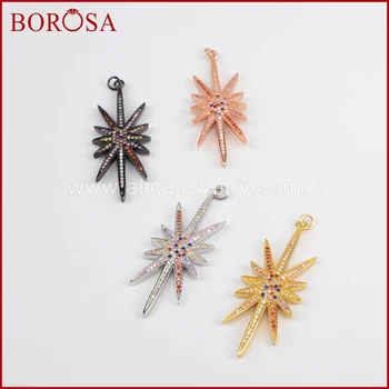 

BOROSA Sparkling cubic zirconia cz north star pendant Bead Fashion charm pendant for women wholesale jewelry WX449