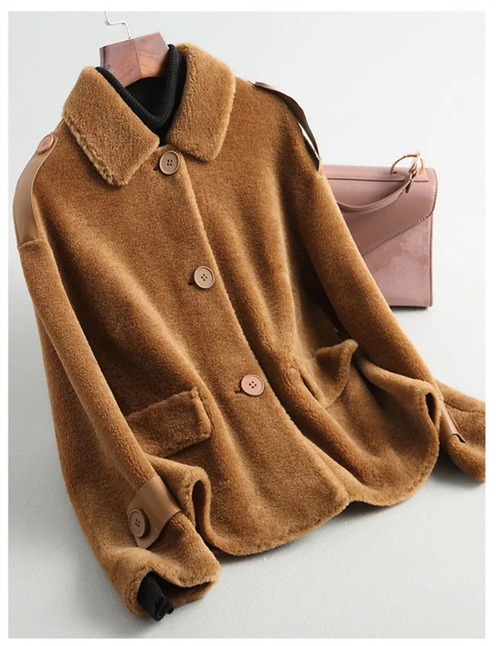 PUDI A68128, Женское зимнее пальто из настоящей шерсти, меховое пальто, теплая куртка, натуральный мех, пальто для девочек, женская короткая куртка, пальто - Цвет: brown