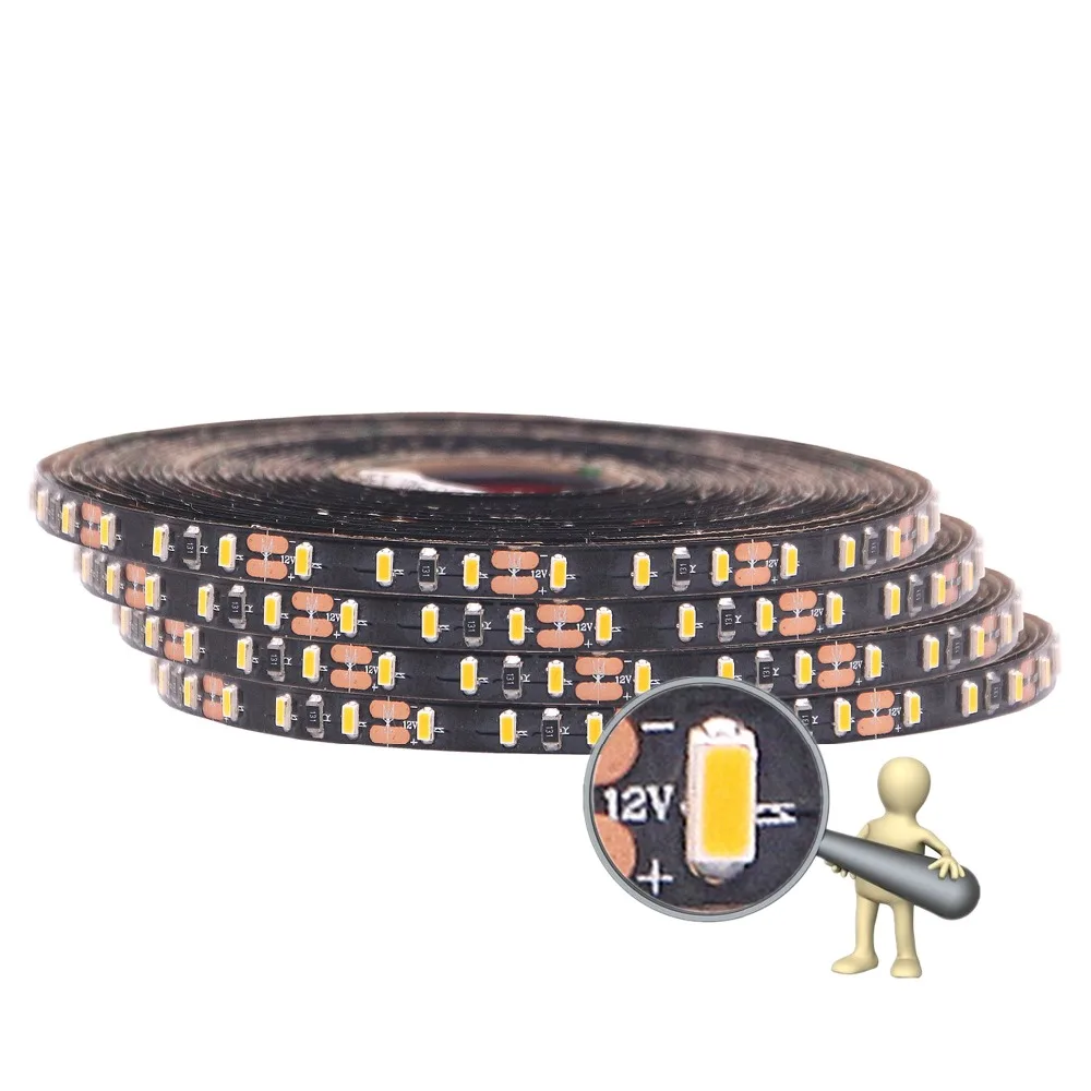 

SMD 3014 LED Strip 5M 600LED Not Waterproof DC 12V LED Light Strips Flexible Tape 5mm Black Panle Width Home Lighting