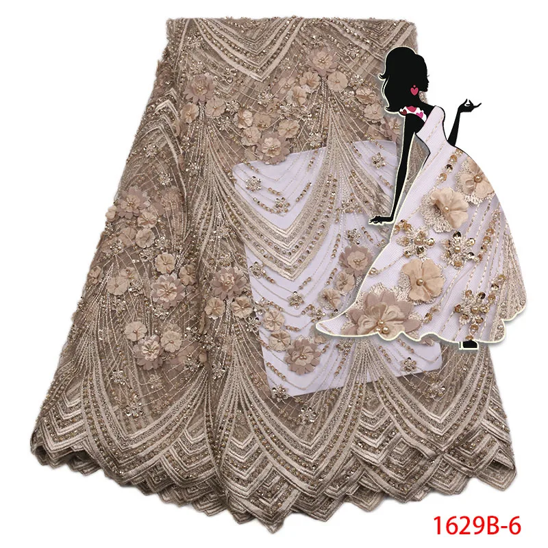 

2018 Good Quality New Design French Net Lace Fabric For Party Dress Yellow African 3d Flower Tulle Net Lace Fabric AMY1629B-1
