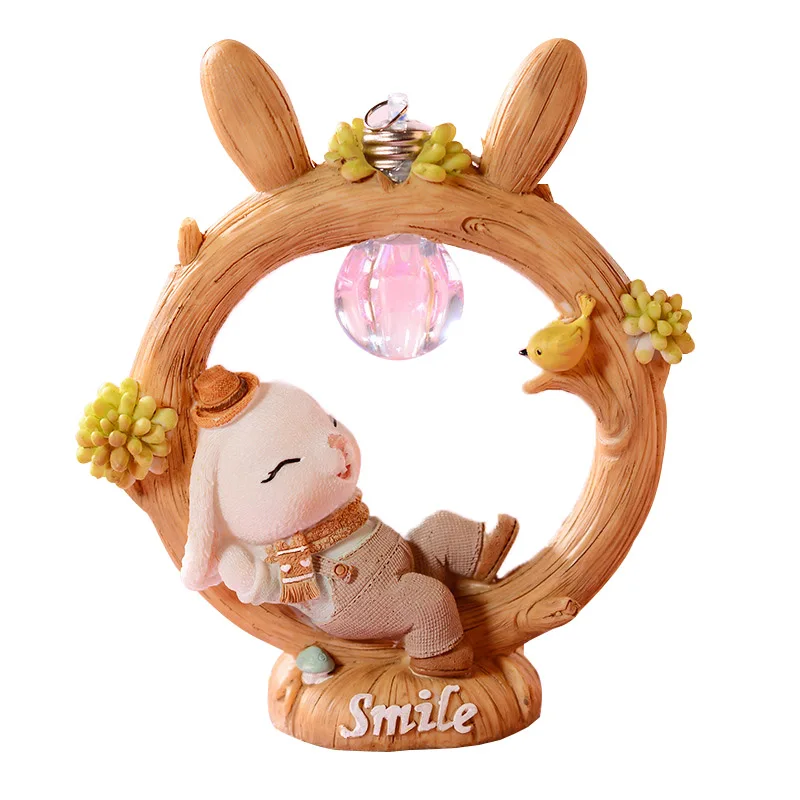 

Pastoral Rabbit Night Light Decoration Crafts Birthday Gifts Creative Resin Kids Room Decor Home Decoration Accessories Modern