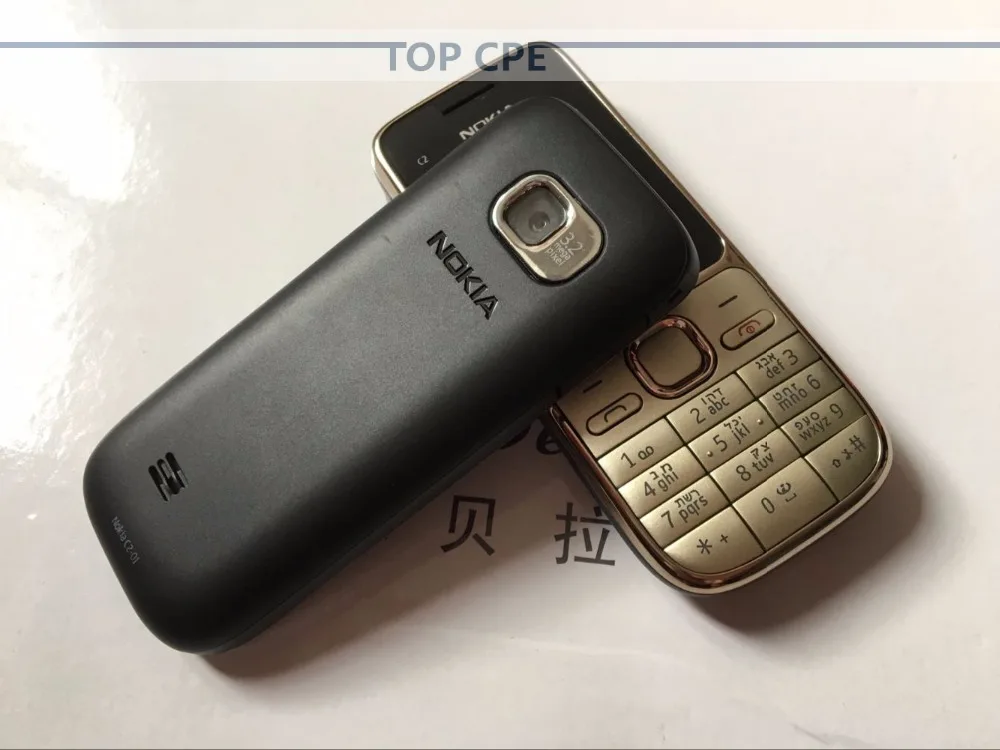 Nokia C2-01 разблокированный мобильный телефон C2 2," 3.2MP Bluetooth русский и Иврит Клавиатура Восстановленный GSM/WCDMA 3g телефон