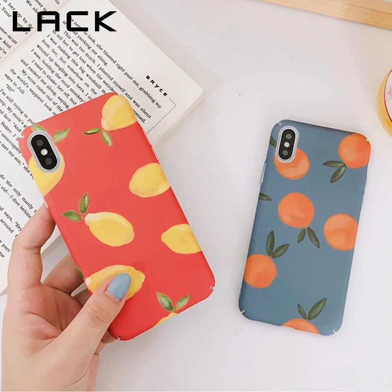 LACK Cartoon Fruits Phone Case For iphone X Case For iphone 6 6S 7 8 Plus Hard PC Back Cover Retro Orange Lemon Painted Cases