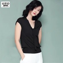 Модная Высококачественная обувь Вай воротник Цвет хлопок basict-рубашка женская летняя обувь женская обувь черного цвета