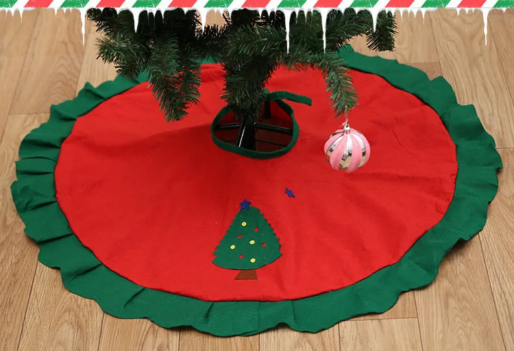 90 см Высококачественная Красная рождественская елка юбка ковер вечерние украшения Рождественское украшение для дома Нетканая Рождественская елка юбка фартуки