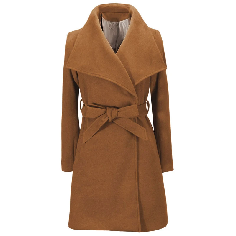 

European Style Woolen Coat Women Clothing Slim Fit Cape Womens Coats Winter Vintage Style Trench Wool Coat High Quality B017