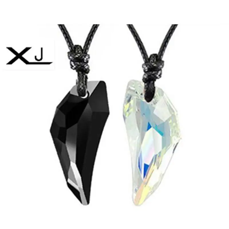 

XIN JIAO 12 colors Crystal Wolf Tooth Pendant necklace Vintage Stark Wolf Fang Tooth Dragon Rhinestone Pendant Necklace Jewelry