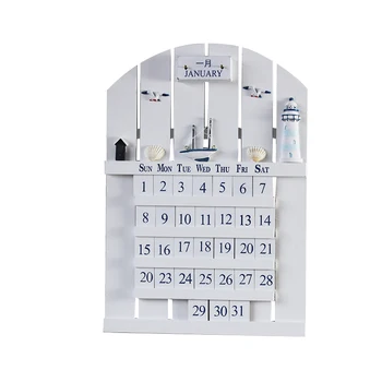 

Mediterranean Blue White Decoration Creative Calendar Wooden Calendar Wall Decoration Home Decoration Wall Hanging Ornaments