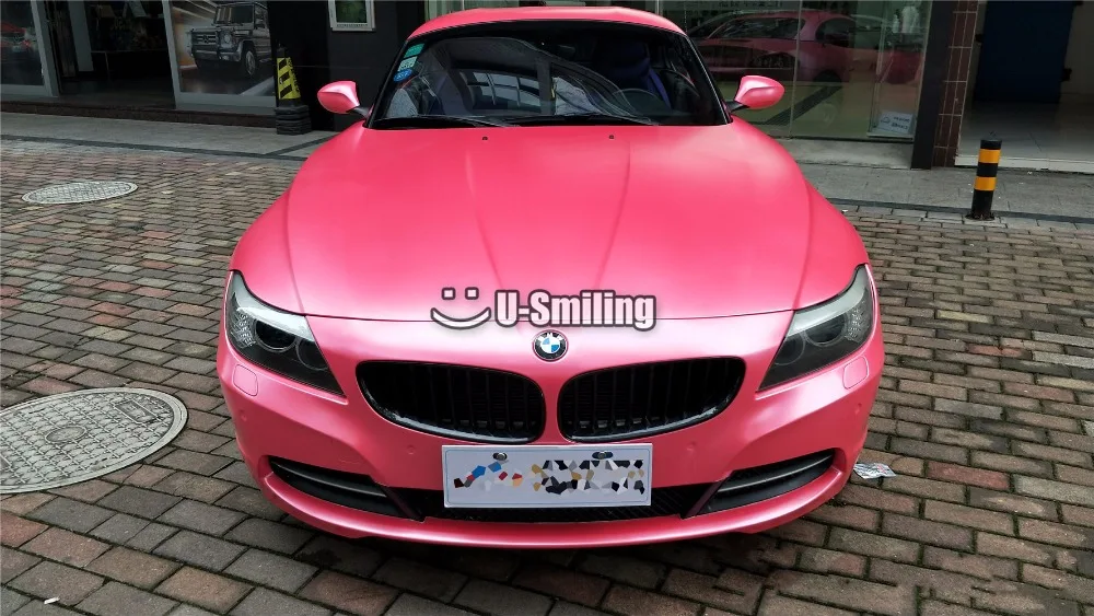 *Premium Pink Satin Chrome Matte Metallic Car Vinyl Wrap Sticker Air Release