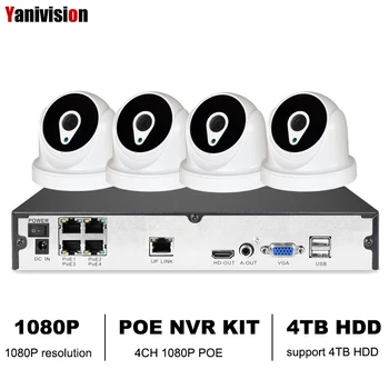 

Yanivision 4CH NVR 48V POE 1080P CCTV System Onvif P2P 2MP HD Network Motion Detection Indoor Dome Security POE IP Camera XMeye