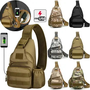 

2019 Newest Hot Men Nylon Messenger Camouflage Shoulder Bag Sling Chest Pack Crossbody Waist Packs Hiking Cycle & USB Port