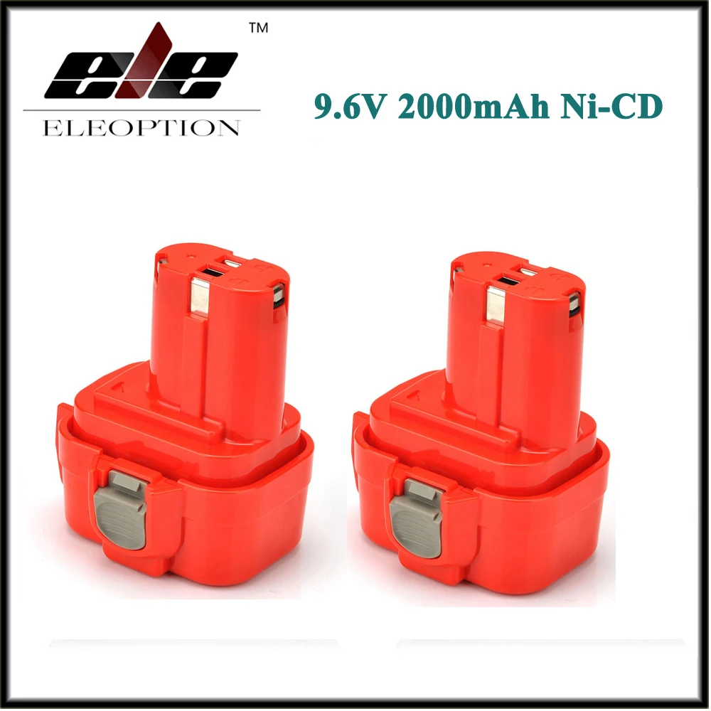 

Eleoption 2 PCS 2.0Ah 2000mAh 9.6V Ni-CD Rechargeable Power Tool Battery for Makita PA09 9120 9122 PA09 6207D 192595-8, 192596-6