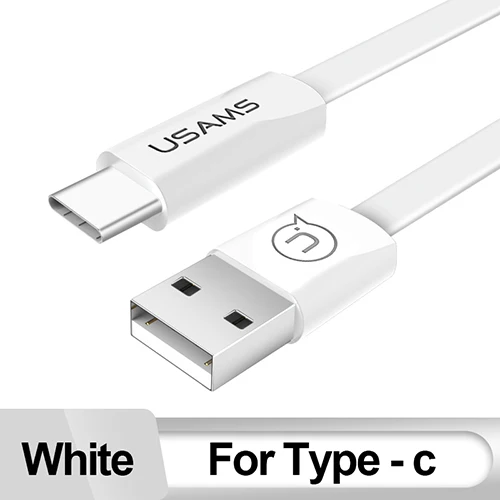 USAMS кабель для мобильного телефона для iPhone 2A зарядный кабель Micro usb type-C для samsung Xiaomi Синхронизация данных зарядное устройство USB кабель - Цвет: White Type C Cable
