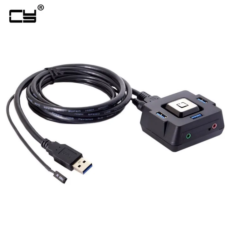 USB 3.0 to 3.5mm Audio Adapter & 3 Port HUB & Reset Boot Push Button Switch for Motherboard & Computer