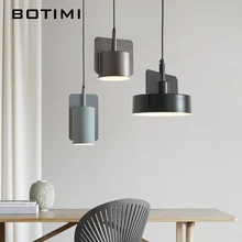 BOTIMI Креативный светодиодный подвесной светильник с металлическим абажуром для столовой, Современный барный подвесной светильник, серый светильник, осветительные приборы