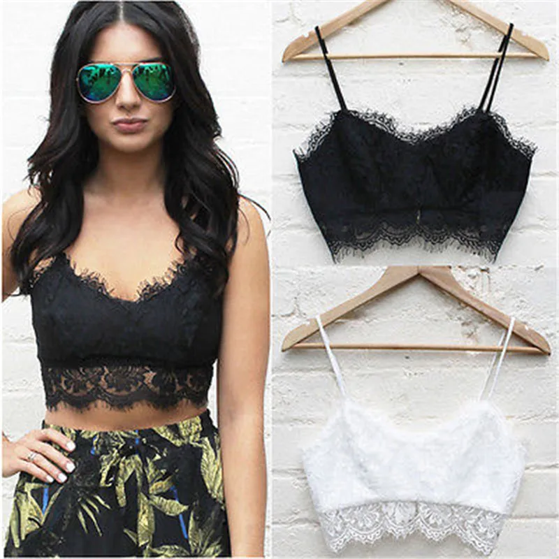 

2017 Modern Femal Spaghetti Strap Lace Camisole Tunic Short Basic Plain Tank Tops Blouse S M L