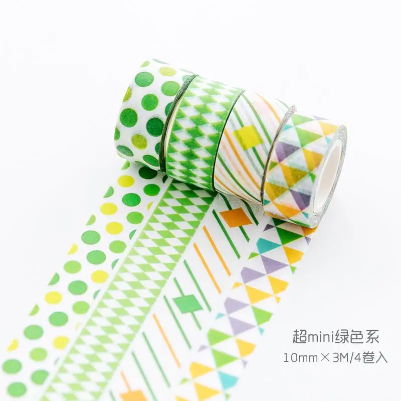4 рулона/упаковка набор декоративного скотча Васи свежие красочные геометрические бумажные маскирующие ленты японский васи ленты DIY Скрапбукинг стикер - Цвет: F