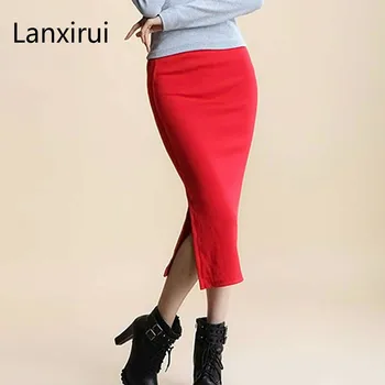 

Summer skirts Sexy Chic Pencil Skirts Women Skirt Wool Rib Knit Long Skirt Package Hip Split Waist midi skirt maxi