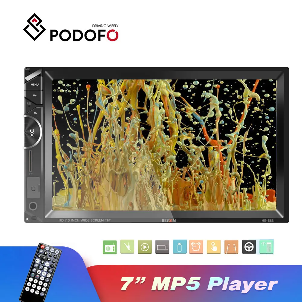 

Podofo Car Radio 2din Autoradio 7" Car MP5 Player Multimedia Bluetooth Mirror Link AUX FM Touch Screen Cassette Recorder Stereo